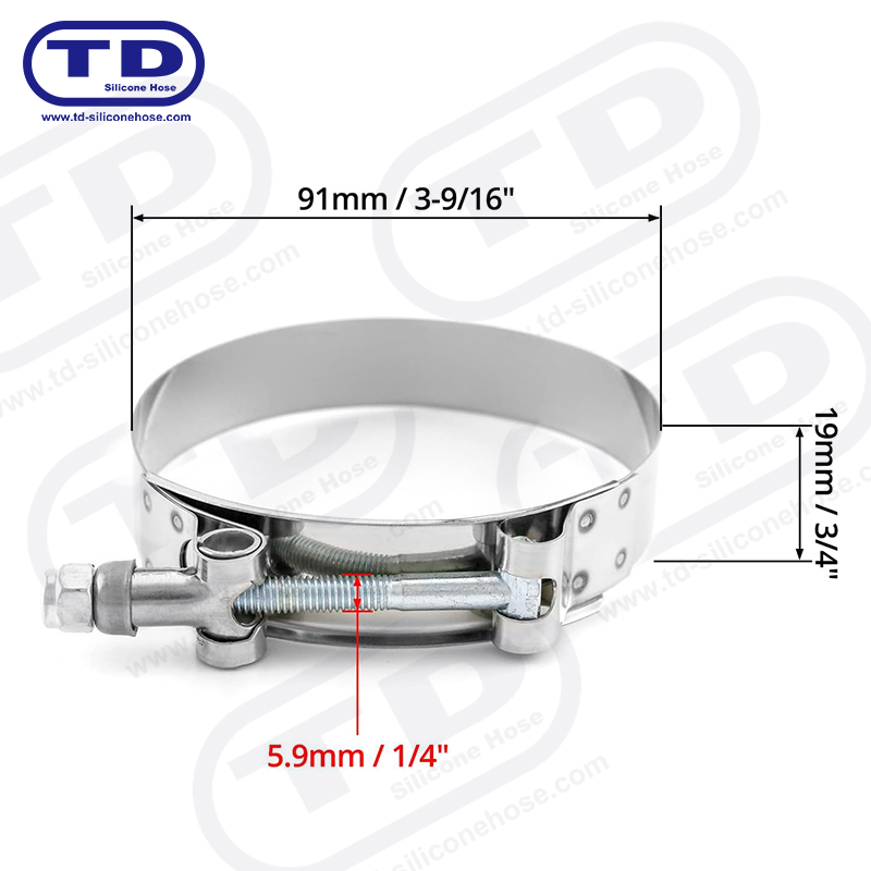 Morsetto per tubo di silicone a T del bullone pesante